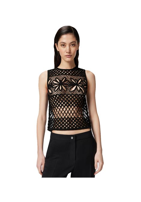 Top Pinko donna 104733 A2FF Gonzano nero crchet traforato PINKO | Top | 104733 A2FFZ99